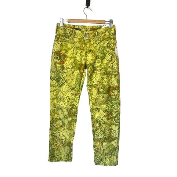 NWT Anthropologie Pilcro The Wanderer Low-Rise Pants Floral Light Green sz. 26 - Picture 5 of 16